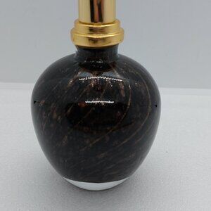 Vintage Dark Color  Glass Perfume / Cologne Bottle With Gold Tone Metal Cap